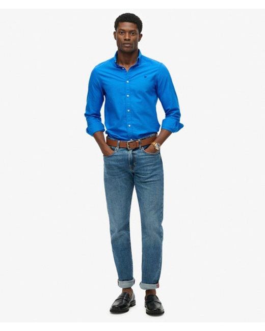 Superdry Blue Classic Oxford Long Sleeve Shirt for men