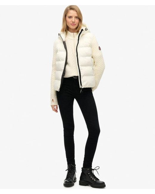 Superdry Natural Cable Knit Sleeve Hybrid Jacket