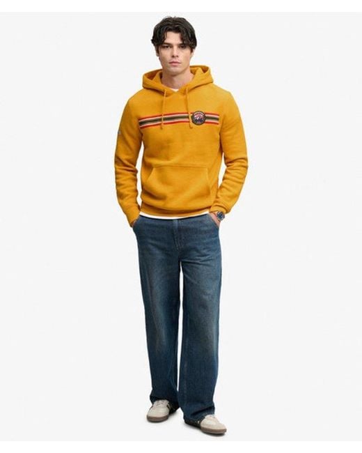 Superdry Yellow Outdoors Stripe Logo Hoodie for men