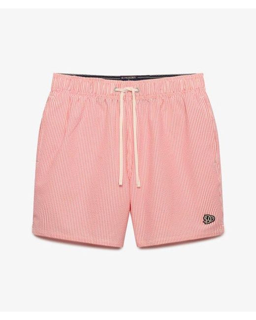 Superdry Pink & Co Seer Sucker 15-inch Swim Shorts for men