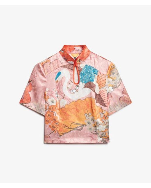 Superdry Orange & Co Mandarin Jacquard Top