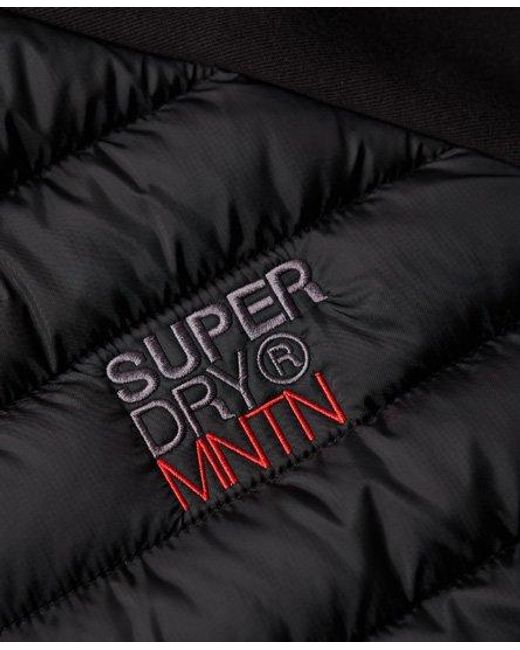 Superdry Black Hooded Storm Hybrid Padded Jacket for men