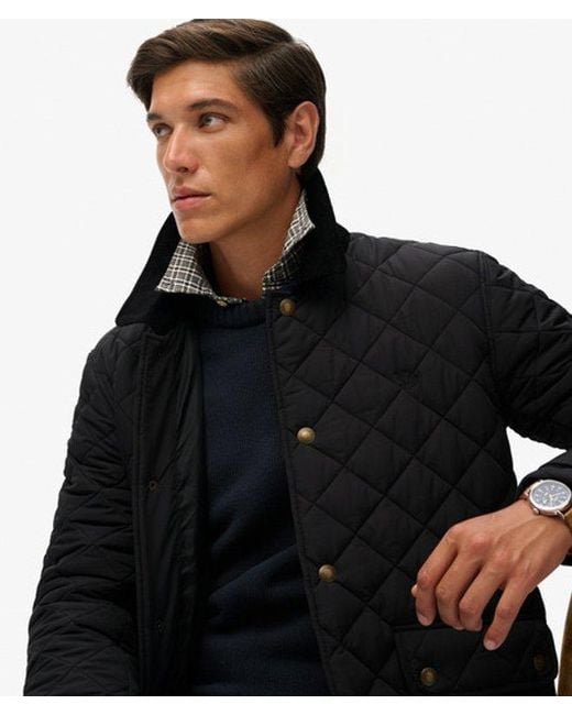 Superdry Black Quilted Estate Coach Jacket for men