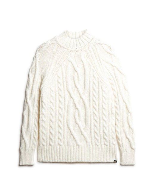 Superdry White & Co Loose Fit Cable Knit High Neck Jumper