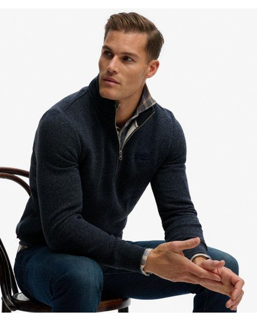 Homme Sweat À Demi-Zip Logo Vintage Brodé Taille Superdry pour homme en coloris Blue