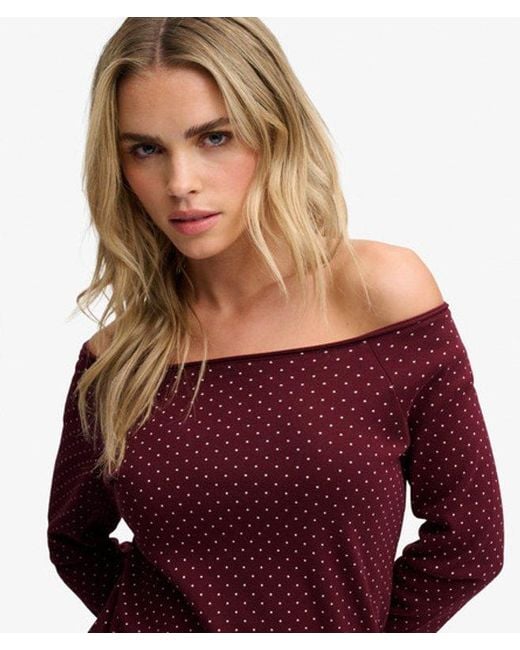 Superdry Red & Co Bardot Off Shoulder Top