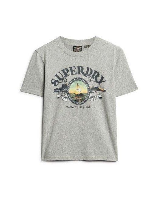 Superdry Travel Souvenir T-shirt Met Relaxte Pasvorm in het Gray