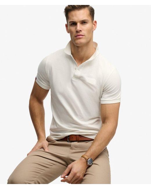 Superdry White Vintage Destroy Polo Shirt for men