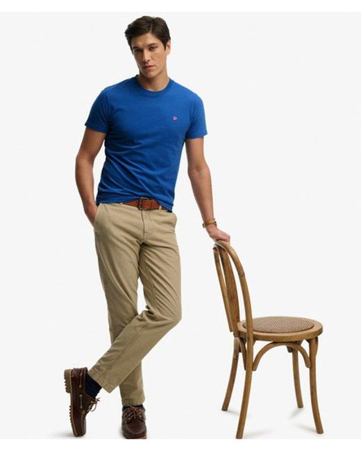 Superdry Blue Sd & Co Logo Embroidered T-Shirt for men