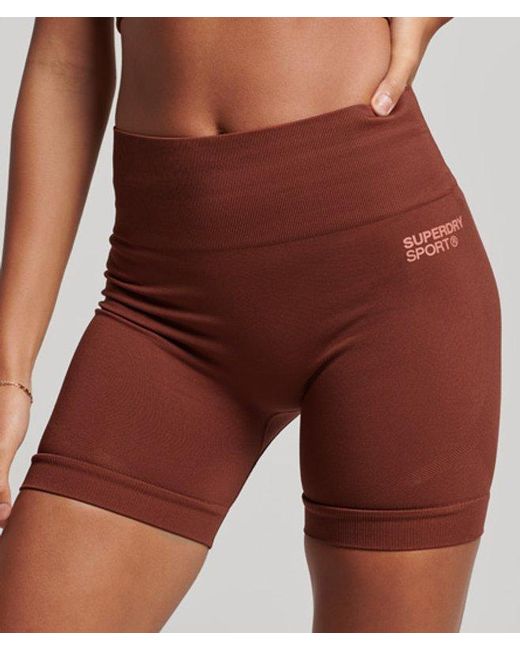 Superdry Purple & Co Ladies Logo Print Sport Core Seamless Tight Shorts