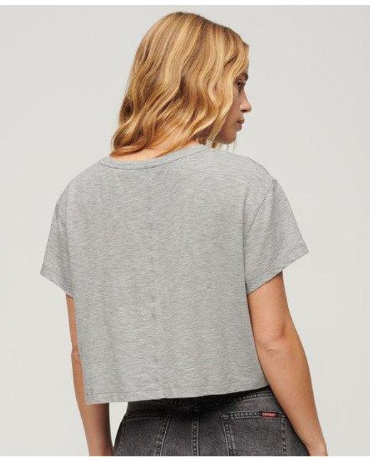 Superdry Gray Ladies Classic Slouchy Cropped T-shirt