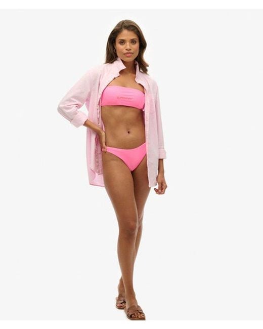 Superdry Pink & Co Logo Bandeau Bikini Top