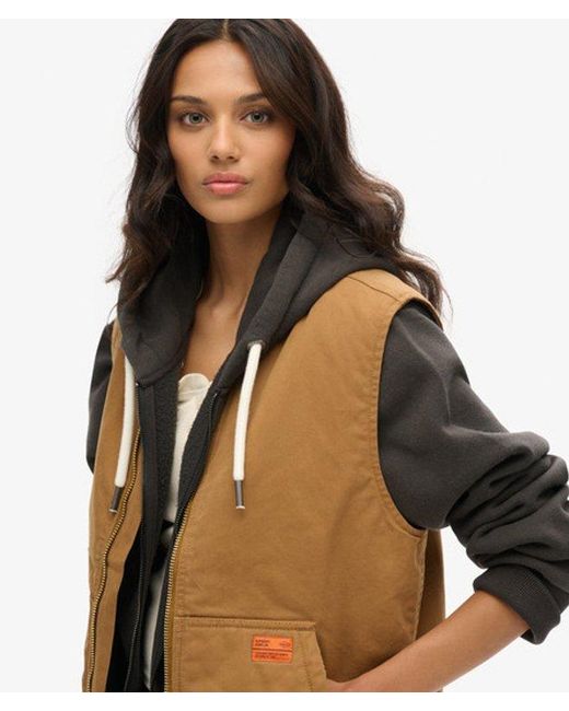Superdry Brown & Co Oversized Surplus Workwear Gilet