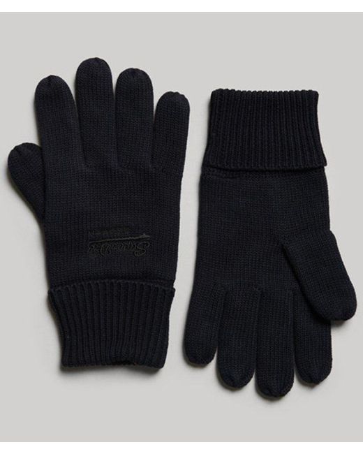 Superdry Black Essential Plain Gloves Navy for men