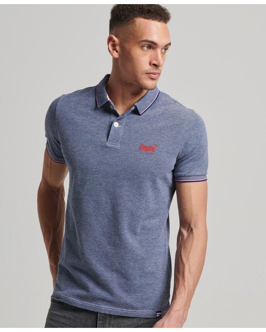 Superdry Contrast Tipped Slim Fit Polo Shirt Blue for Men | Lyst