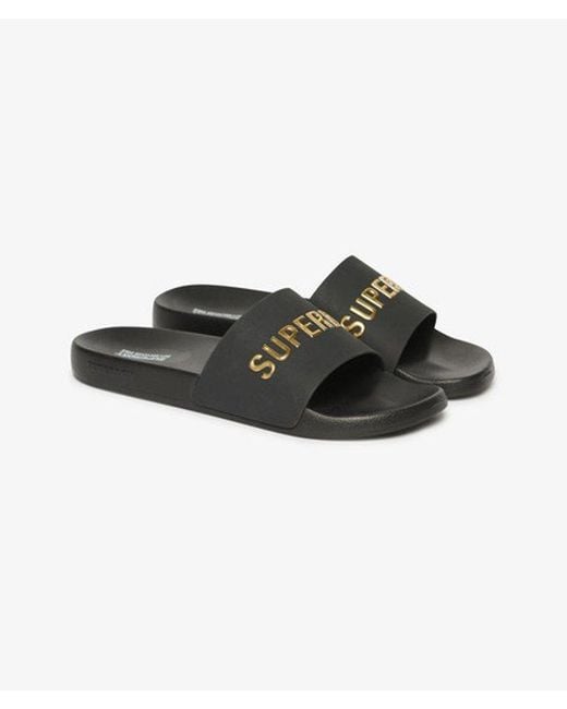 Superdry Black & Co Logo Pool Sliders for men