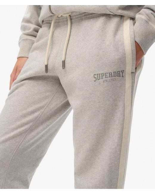 Superdry Athletic joggingbroek Met Wijde Pijpen En Strepen in het Gray