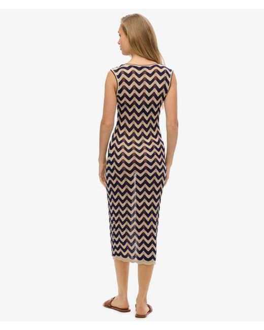 Superdry Blue & Co Zig Zag Knit Midi Dress