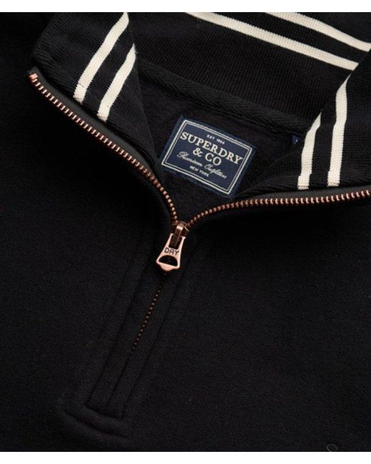 Superdry Black & Co Essential Serif Logo Half Zip Sweatshirt for men