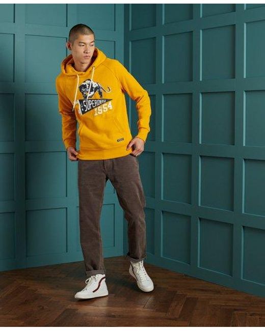 Superdry Yellow Mascot Varsity Overhead Hoodie Upstate for men