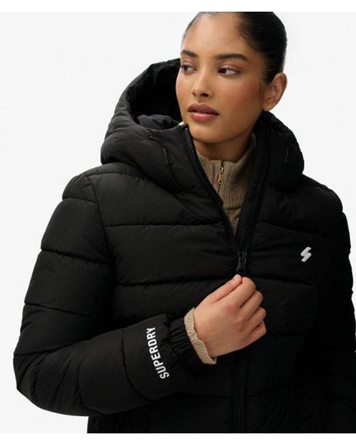 Superdry Black & Co Hooded Spirit Sports Puffer Jacket