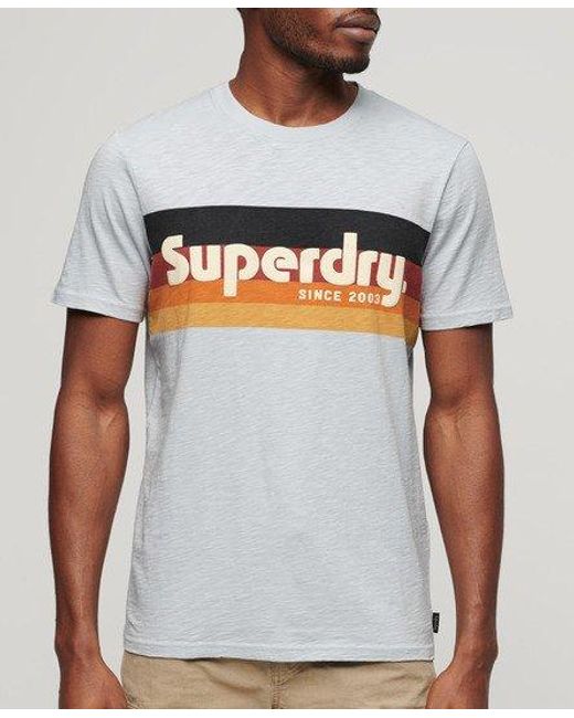 Superdry White Cali Striped Logo T-shirt for men