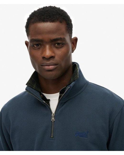 Superdry Essential Logo Halve Rits in het Blue voor heren