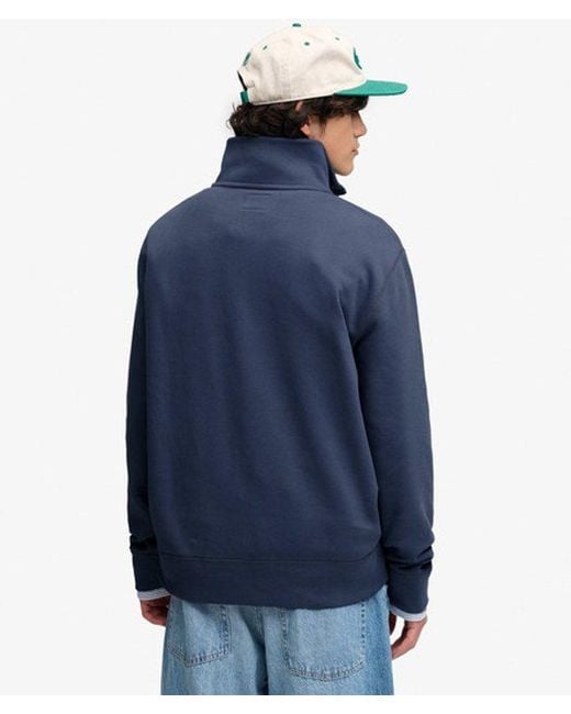 Superdry Blue & Co Essential Serif Logo Half Zip Sweatshirt for men