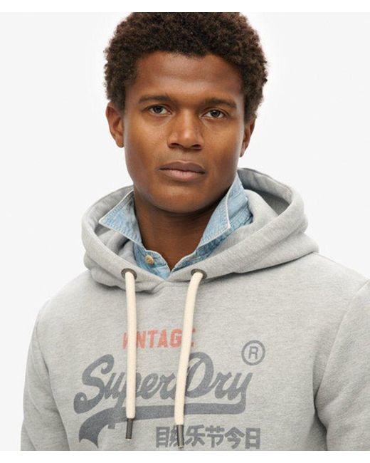 Superdry Gray Vintage Logo Heritage Relaxed Hoodie for men