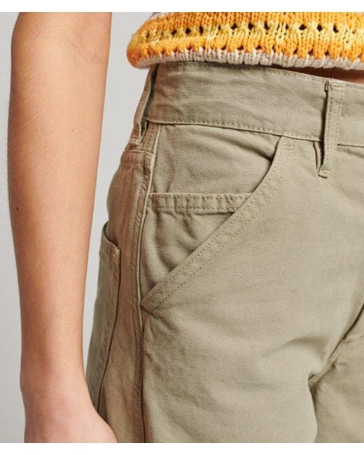 Superdry Natural Ladies Striped Organic Cotton Vintage Wide Carpenter Pants