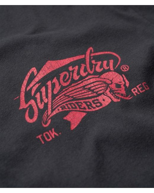 Superdry Black & Co Biker Rock Graphic Crew Neck Loose Tee for men