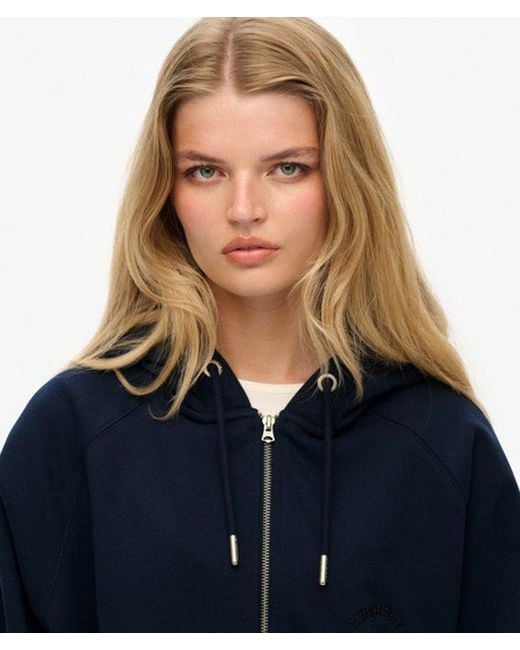 Superdry Blue Essential Logo Raglan Zip Hoodie