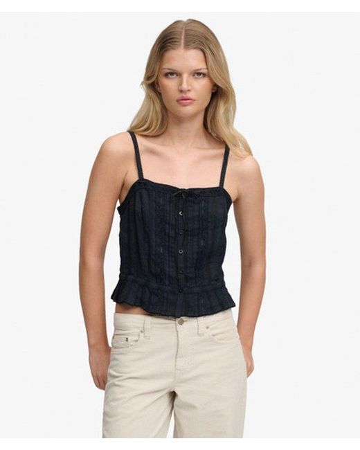 Femme Top À Bretelles En Dentelle Taille Superdry en coloris Black