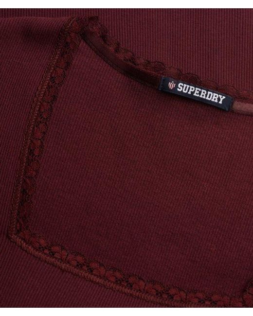Superdry Red Athletic Essentials Square Neck T-Shirt