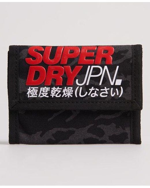 Superdry Black T Camo Hook And Loop Wallet for men