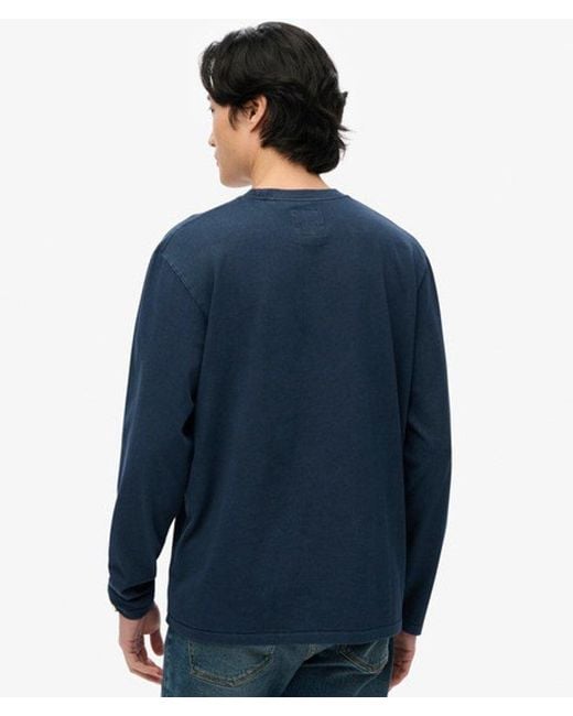 Superdry Blue Athletic Essentials Long Sleeve Top for men