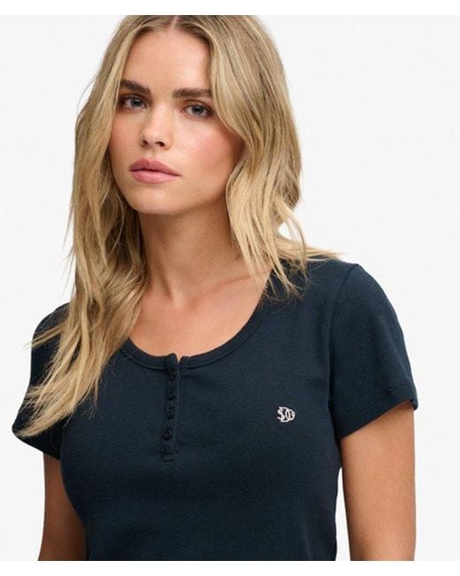 Superdry Blue & Co Athletic Essentials Button Down T-shirt