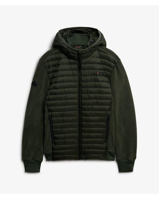 Superdry Green Hooded Storm Fleece Hybrid Jacket for men