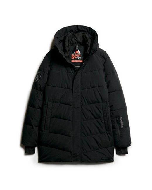 Superdry Black & Co Loose Fit Embroidered City Chevron Padded Parka Coat for men