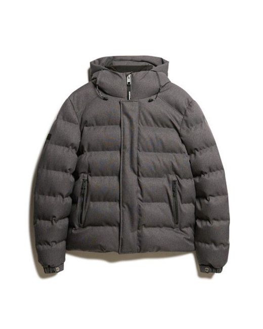 Superdry Gray & Co Hooded Tweed Sports Puffer Jacket for men