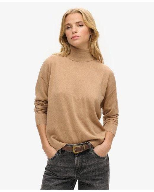 Superdry Natural Merino Drop Shoulder Roll Neck Jumper