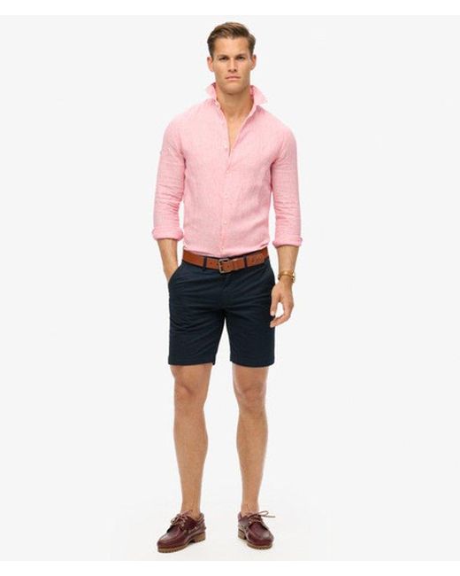 Superdry Pink & Co Casual Linen Long Sleeve Shirt for men