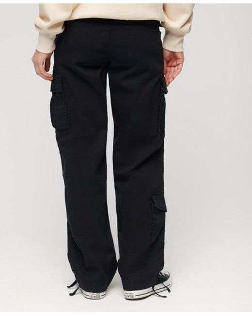 Superdry Black Low Rise Straight Cargo Pants