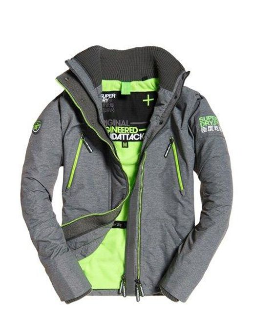 Superdry Blue Polar Sd-Windattacker Jacket Stone Marl/Sport Lime for men