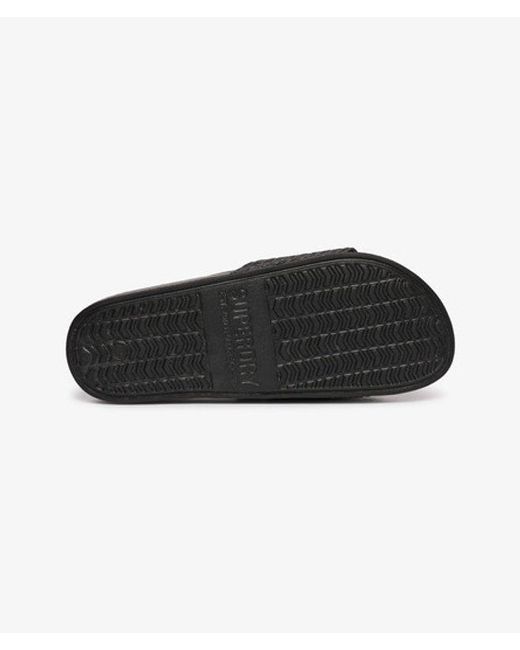 Superdry Black & Co Monogram Pool Sliders for men