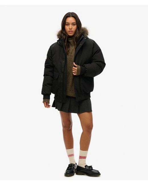 Superdry Black Classic Oversized Everest Faux Fur Bomber Jacket