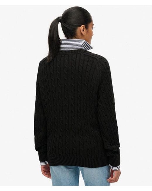 Superdry Black & Co Slouchy Cable Knit Jumper