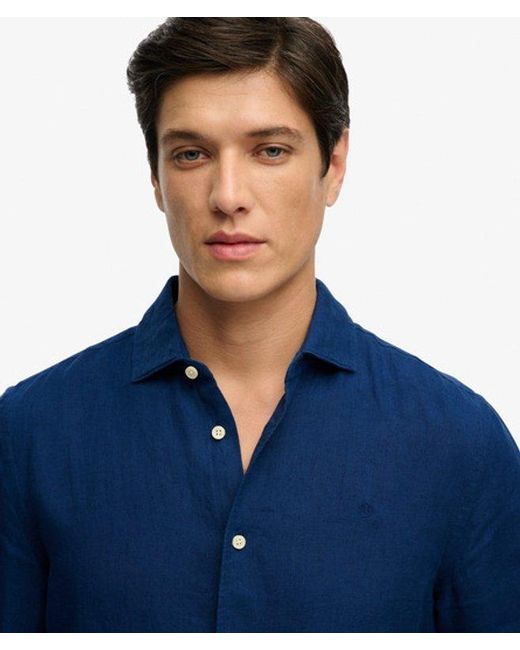 Superdry Blue & Co Riviera Long Sleeve Linen Shirt for men