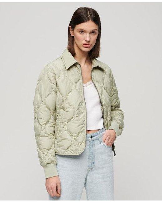 Superdry Natural Ladies Lightweight Quilted Studios Cropped Liner Jacket