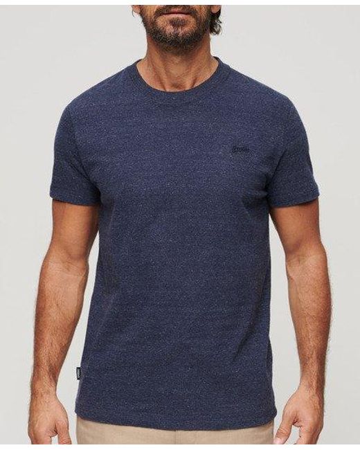 Superdry Blue Organic Cotton Essential Small Logo T-shirt for men